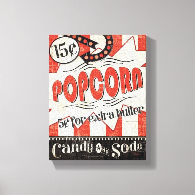 Retro Popcorn Canvas Print (Front)