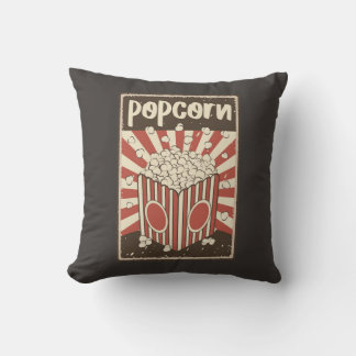 Retro Popcorn  Throw Pillow