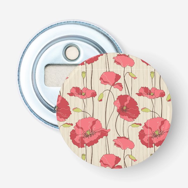 Retro Poppies Pattern Bottle Opener (Front)
