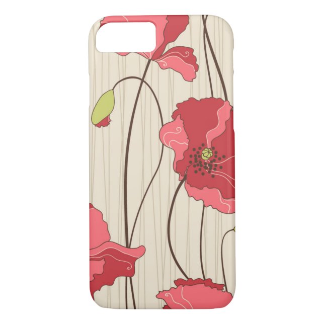 Retro Poppies Pattern Case-Mate iPhone Case (Back)