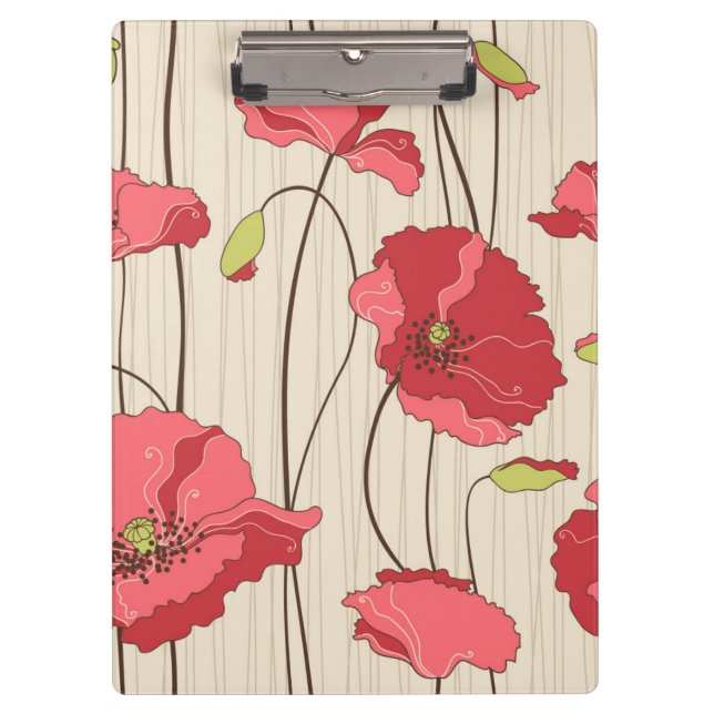 Retro Poppies Pattern Clipboard (Front)