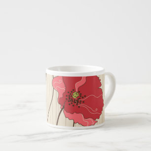 Retro Poppies Pattern Espresso Cup