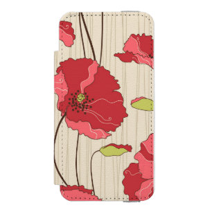 Retro Poppies Pattern Incipio Watson™ iPhone 5 Wallet Case