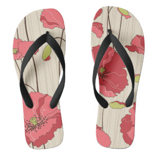 Retro Poppies Pattern Jandals