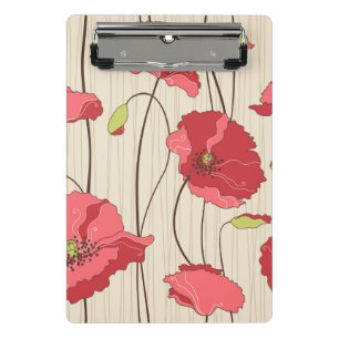 Retro Poppies Pattern Mini Clipboard