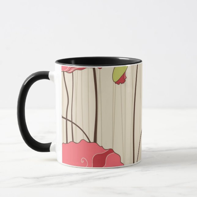 Retro Poppies Pattern Mug (Left)