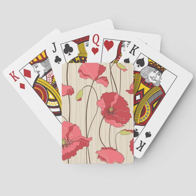 Retro Poppies Pattern Playing Cards (Back)