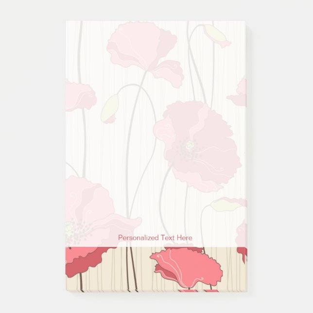 Retro Poppies Pattern Post-it Notes (Front)
