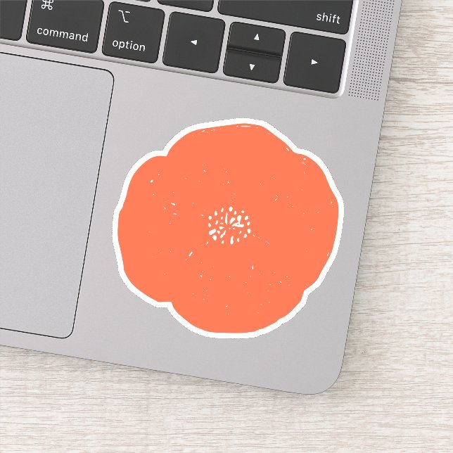 Retro Poppy Floral Art in Vintage Orange and White (Detail)