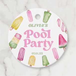 Retro Popsicle Birthday Pool Party Favour Tags