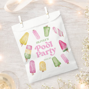 Retro Popsicle Birthday Pool Party Welcome Sign Favour Bags