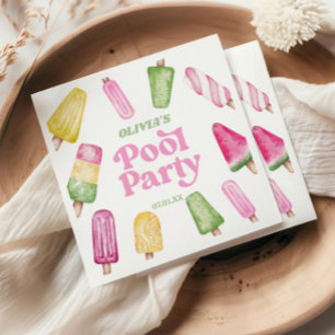 Retro Popsicle Birthday Pool Party Welcome Sign Napkin