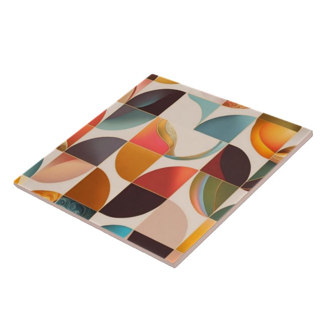 Retro Popular Abstract Squares Collection Tile (Side)