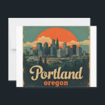 Retro Portland Oregon Skyline Vintage Travel  Postcard<br><div class="desc">Capture the spirit of the Pacific Northwest with this retro Portland, Oregon skyline design! Featuring bold architecture, forest silhouettes, and a vibrant sunset backdrop, this vintage-inspired artwork perfectly blends city life with nature. Ideal for Portland lovers, travelers, and skyline art collectors, this design brings nostalgic charm to shirts, mugs, prints,...</div>