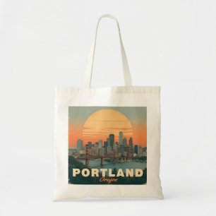 Retro Portland Oregon Skyline Vintage Travel  Tote Bag
