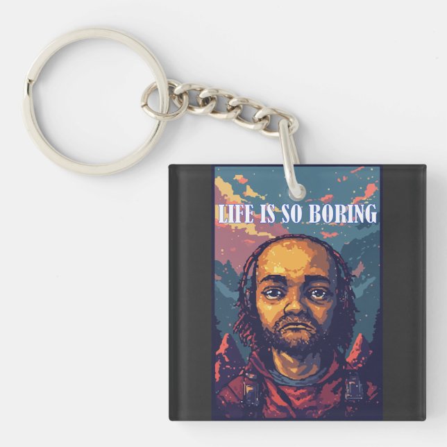 Retro Portrait Typography Key Ring (Front)