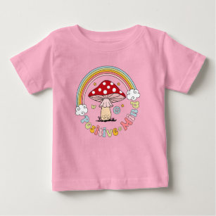 Retro Positive Mushroom Boho Hippie   Baby T-Shirt