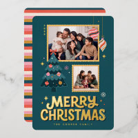 Retro Postage Stamp Merry Christmas Collage
