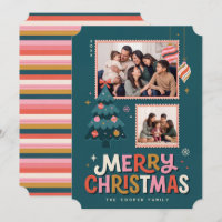 Retro Postage Stamp Merry Christmas Collage