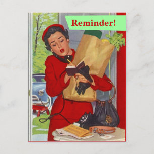 Retro Postcard Busy Lady Appointment Reminder PC