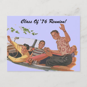 Retro Postcard Class Reunion Friends Classmates