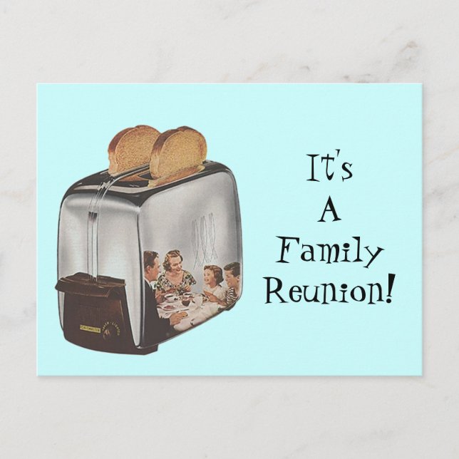 Retro Postcard Family Reunion Reflection Toaster (Front)