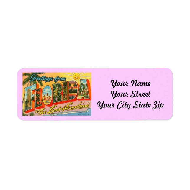 Retro Postcard Florida Return Label (Front)
