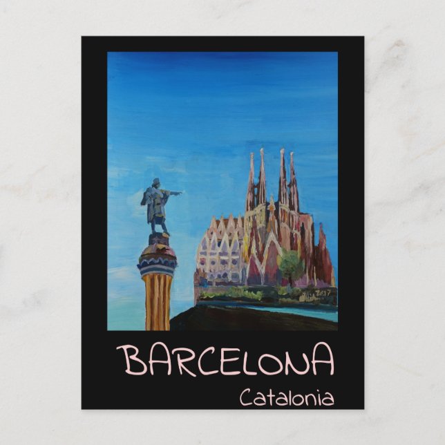Retro Poster Barcelona Postcard (Front)