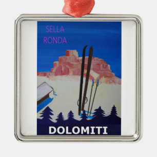 Retro Poster Dolomiti Italy at Sella Ronda Metal Tree Decoration