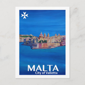 Retro Poster Malta Valetta - City of Knights Postcard