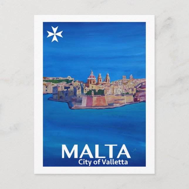 Retro Poster Malta Valetta  - City of Knights Postcard (Front)