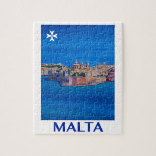 RETRO POSTER Malta Valetta City of KnightsII Jigsaw Puzzle