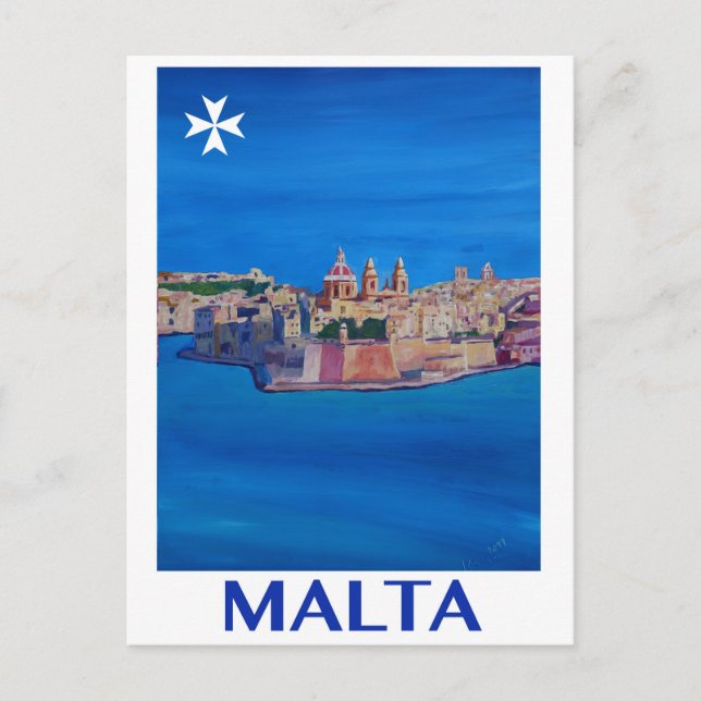 RETRO POSTER Malta Valetta City of KnightsII Postcard (Front)
