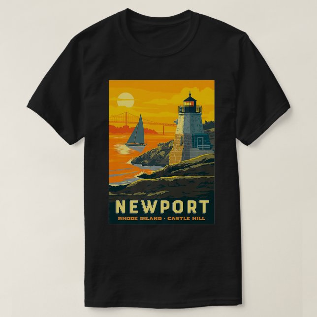 Retro Poster Newport Rhode Island Castle Hill Newp T-Shirt (Design Front)