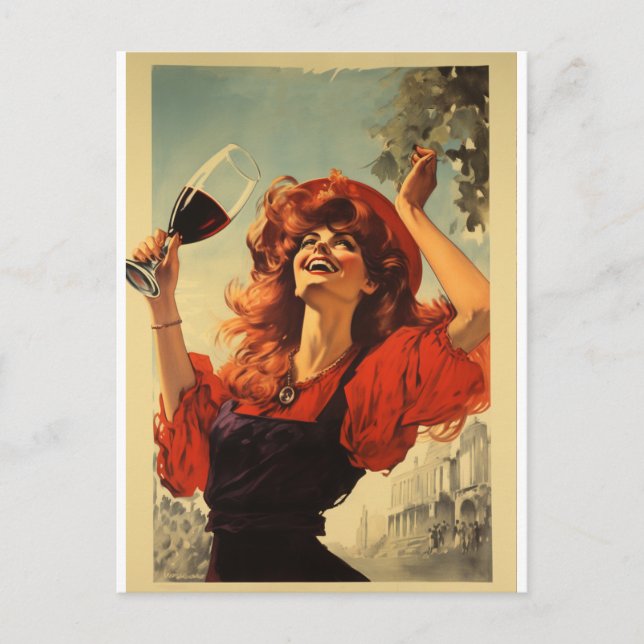 Retro poster - pub - vintage - wine - postcard (Front)