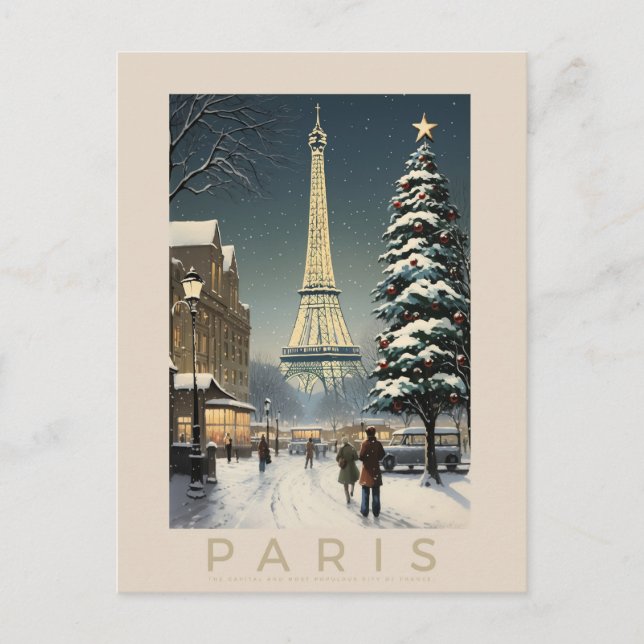 Retro poster - travel - vintage - Paris - Evening  Postcard (Front)
