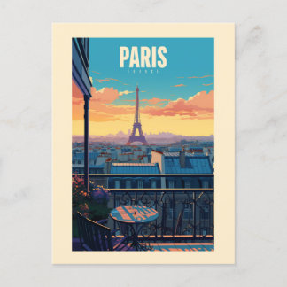 Retro poster - travel - vintage - Paris Postcard