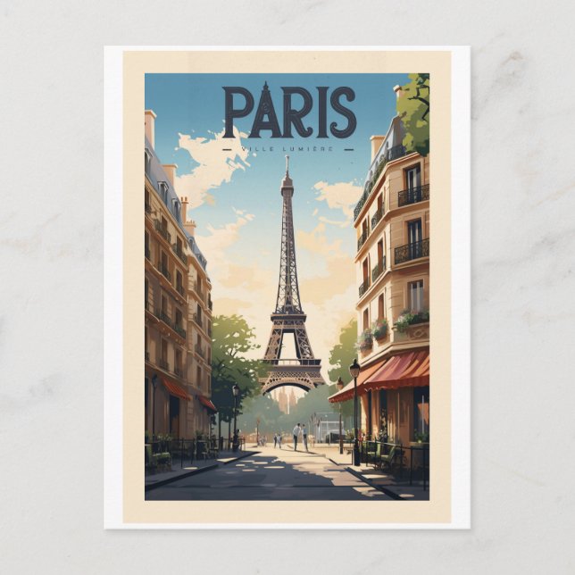 Retro poster - travel - vintage - Paris Postcard (Front)