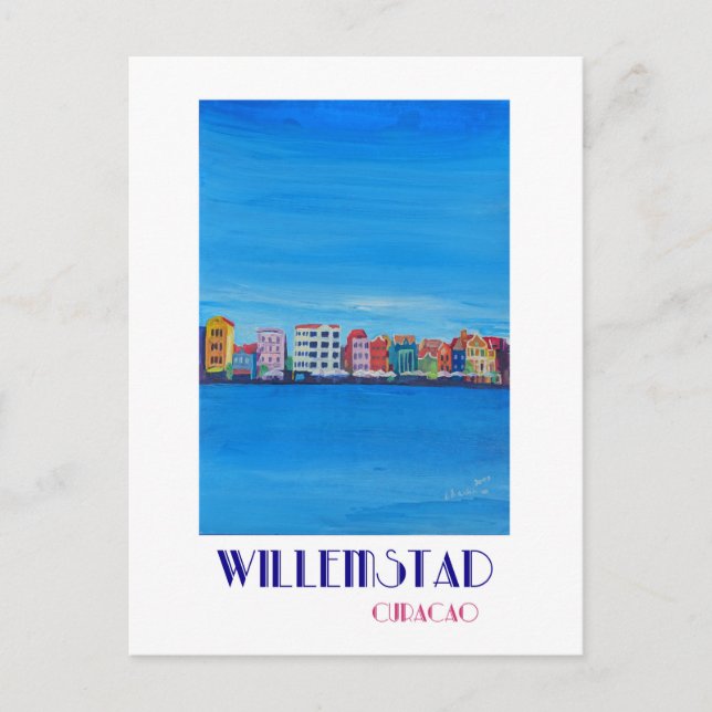Retro Poster Willemstad Curacao Postcard (Front)