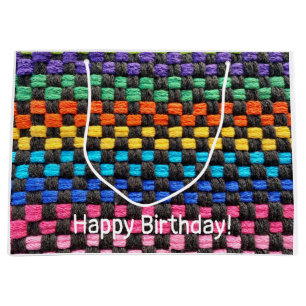 Retro Potholder Check Large Gift Bag