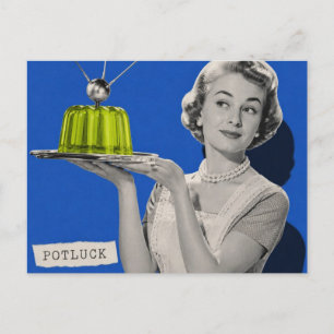 retro potluck Woman surreal collage Postcard