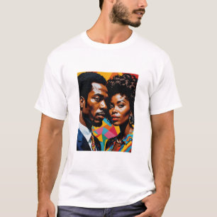 Retro Power Couple Vibrant Afrocentric Art Tee