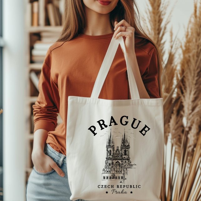 Retro Prague Landscape in Czech Republic Tote Bag (Creator Uploaded)