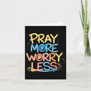 Retro Pray More Worry Less Christian Faith Men Wom Card