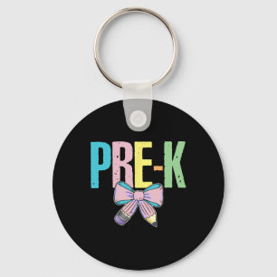 Retro Pre-k Coquette Bow Pencil First Day Ck To Sc Key Ring