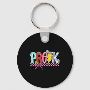 Retro Pre K Teacher Lightning Bolt Pencil Back To  Key Ring