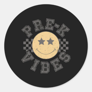 Retro Pre-k Vibes Teacher Student 1st Day Back To  Classic Round Sticker