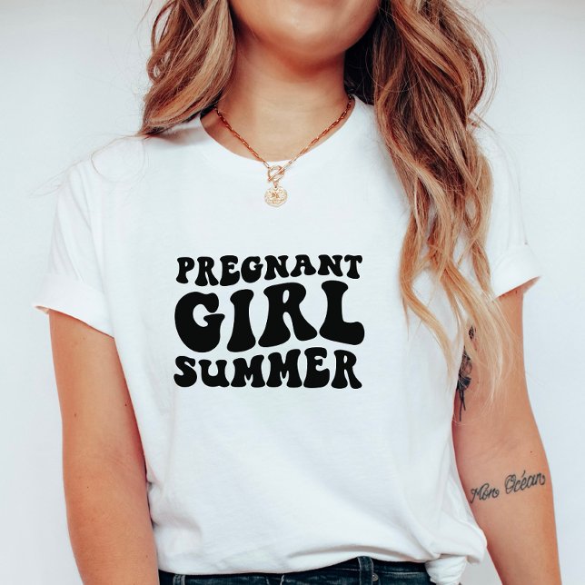 Retro Pregnant Girl Summer; Maternity Summer  T-Shirt (Creator Uploaded)