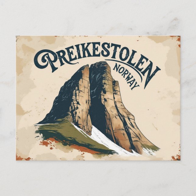 Retro Preikestolen View Postcard (Front)