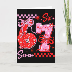 Retro Preppy Coquette Bow 6 7 Six Seven Love Valen Card